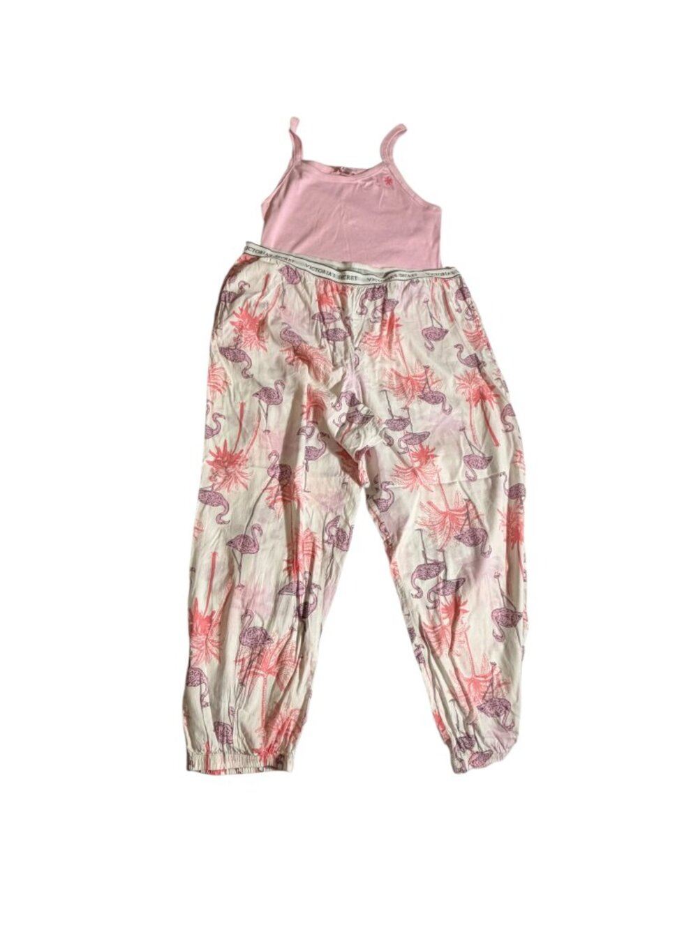 Victoria's Secret White/Pink Pajama Set, XXL
